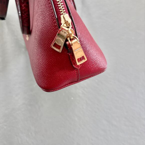 Coach Katy Snake Embossed Crossbody Satchel C5832 Cherry Red - Picture 9 of 15